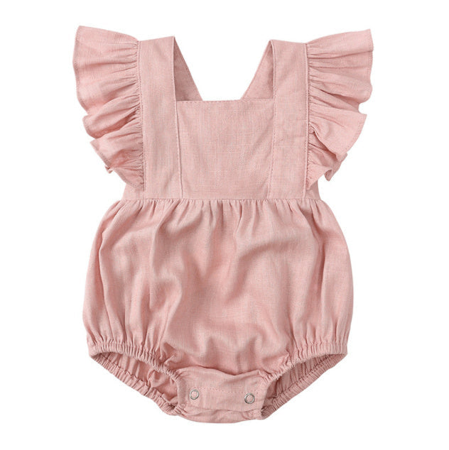 Baby Cotton And Linen Summer Strap One Piece Suit - Cindi Book