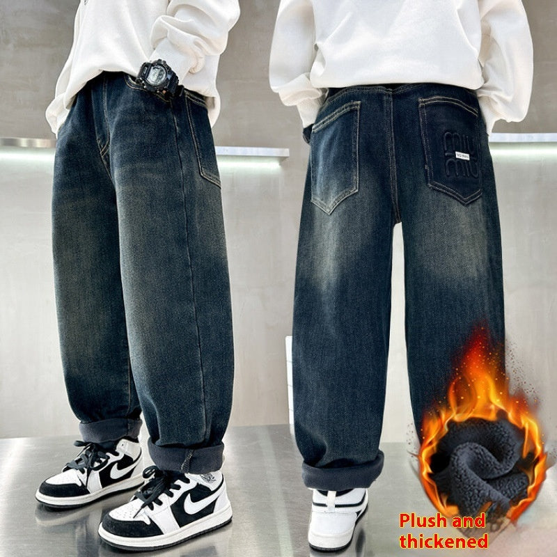 Korean Style Big Children Thick Warm Pants - Cindi Book