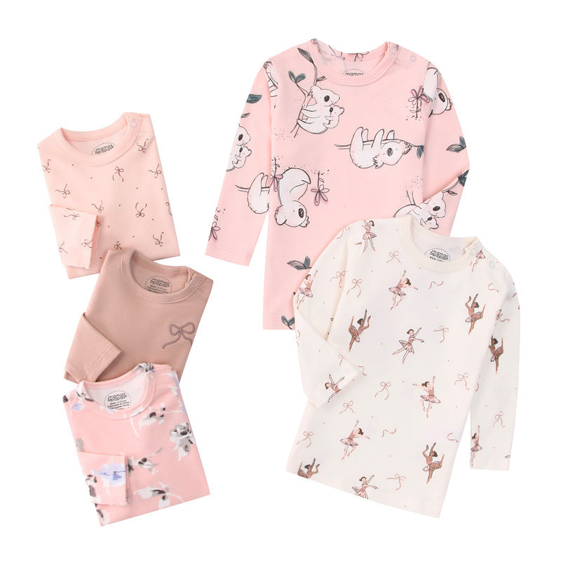 Autumn Children's Cartoon Printed Home Long-sleeved Top T-shirt Mixed Color Five Pieces - Cindi Book