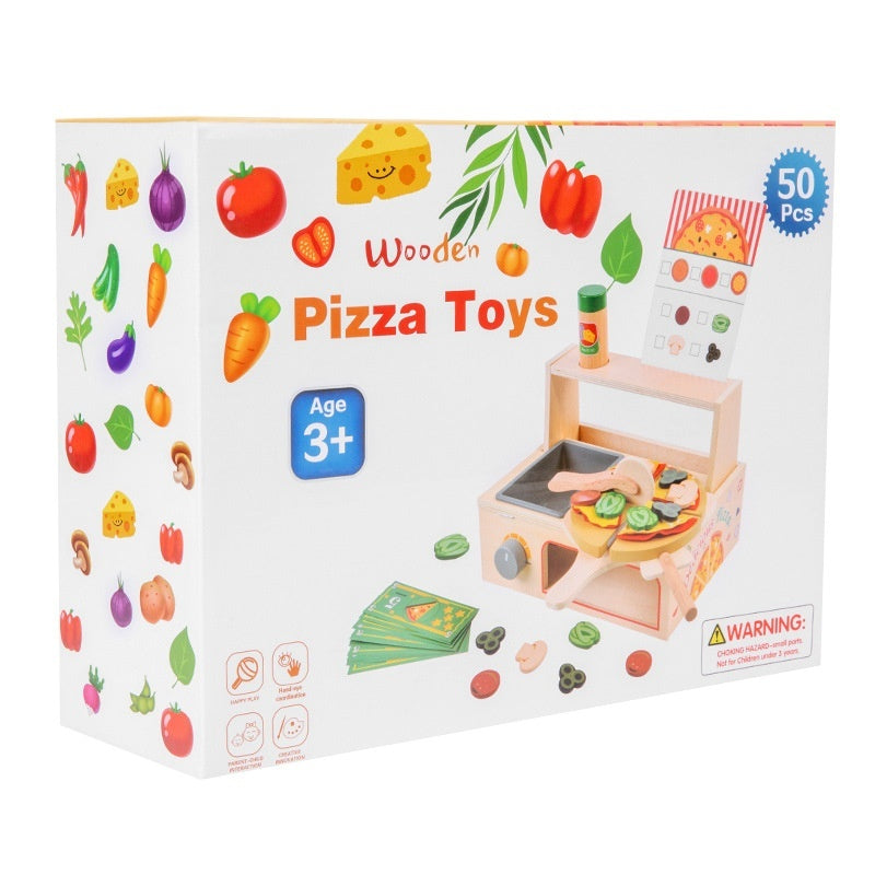 Children's Early Education Educational Wooden Pizza Oven Kitchen Simulation Toy - Cindi Book