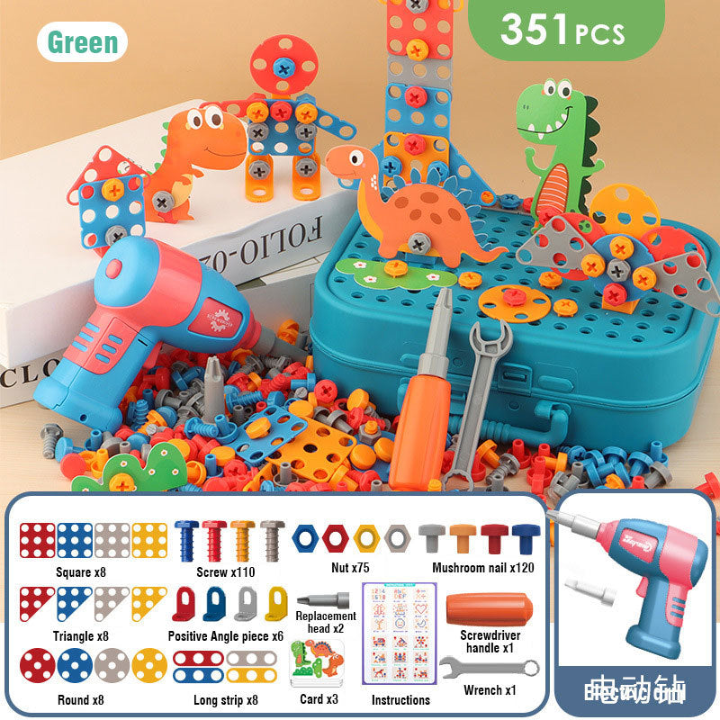 Electric Screw Screwdriver Toolbox Children's Toy Educational Detachable Assembly Screwdriver Electric Drill Set - Cindi Book