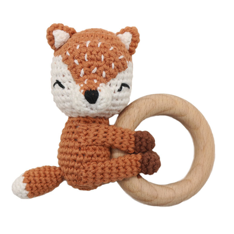 Handmade Crochet Fox Elk Rattle Toy Baby Molar Teether - Cindi Book