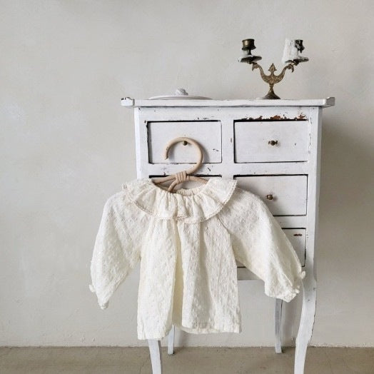 Baby Girl Sweet Lotus Leaf Lapel Princess All-matching Cut Flower Polka Dot Bottoming Shirt - Cindi Book