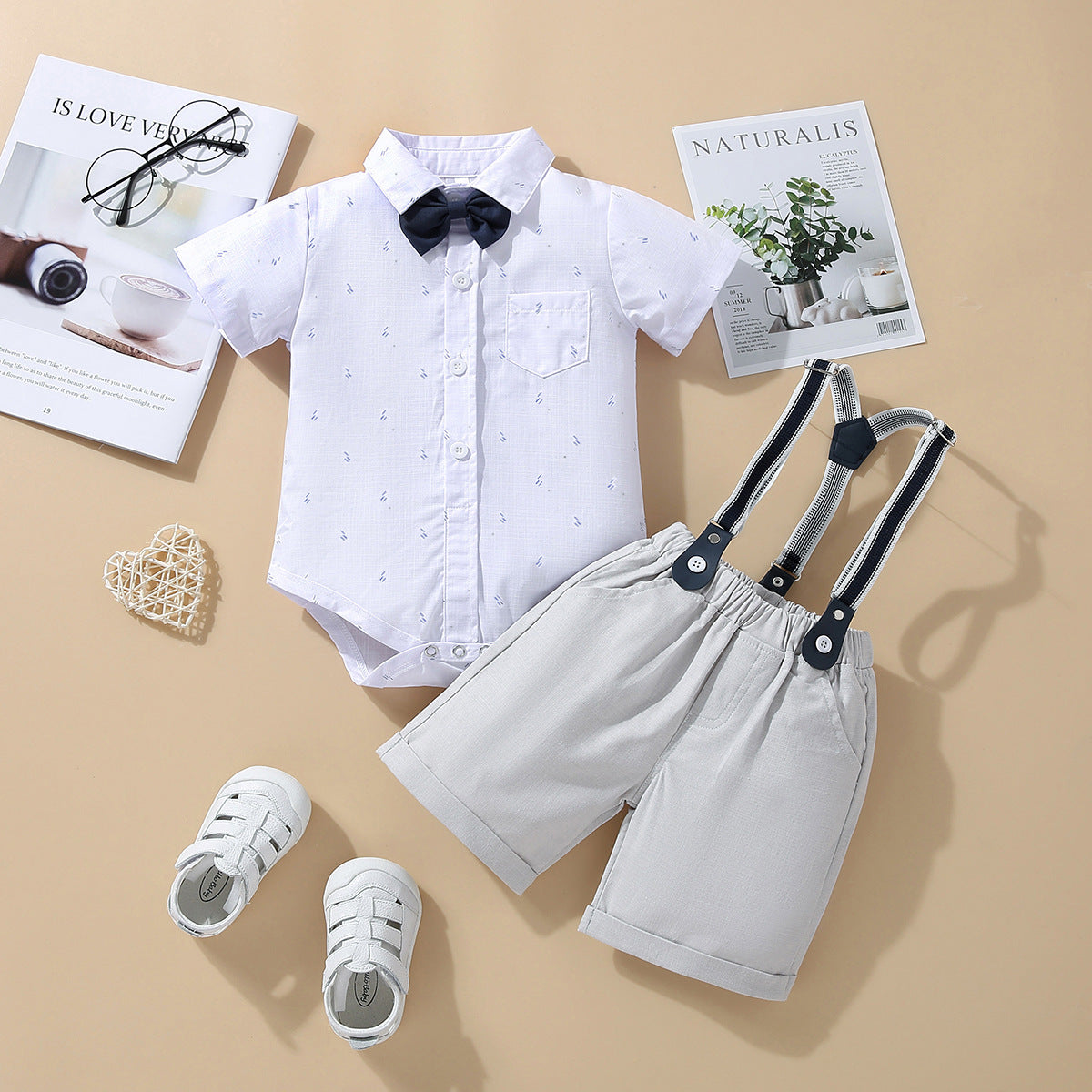 Children's Summer Clothing Short Sleeve Rompers Suspender Shorts Gentleman Suit - Cindi Book