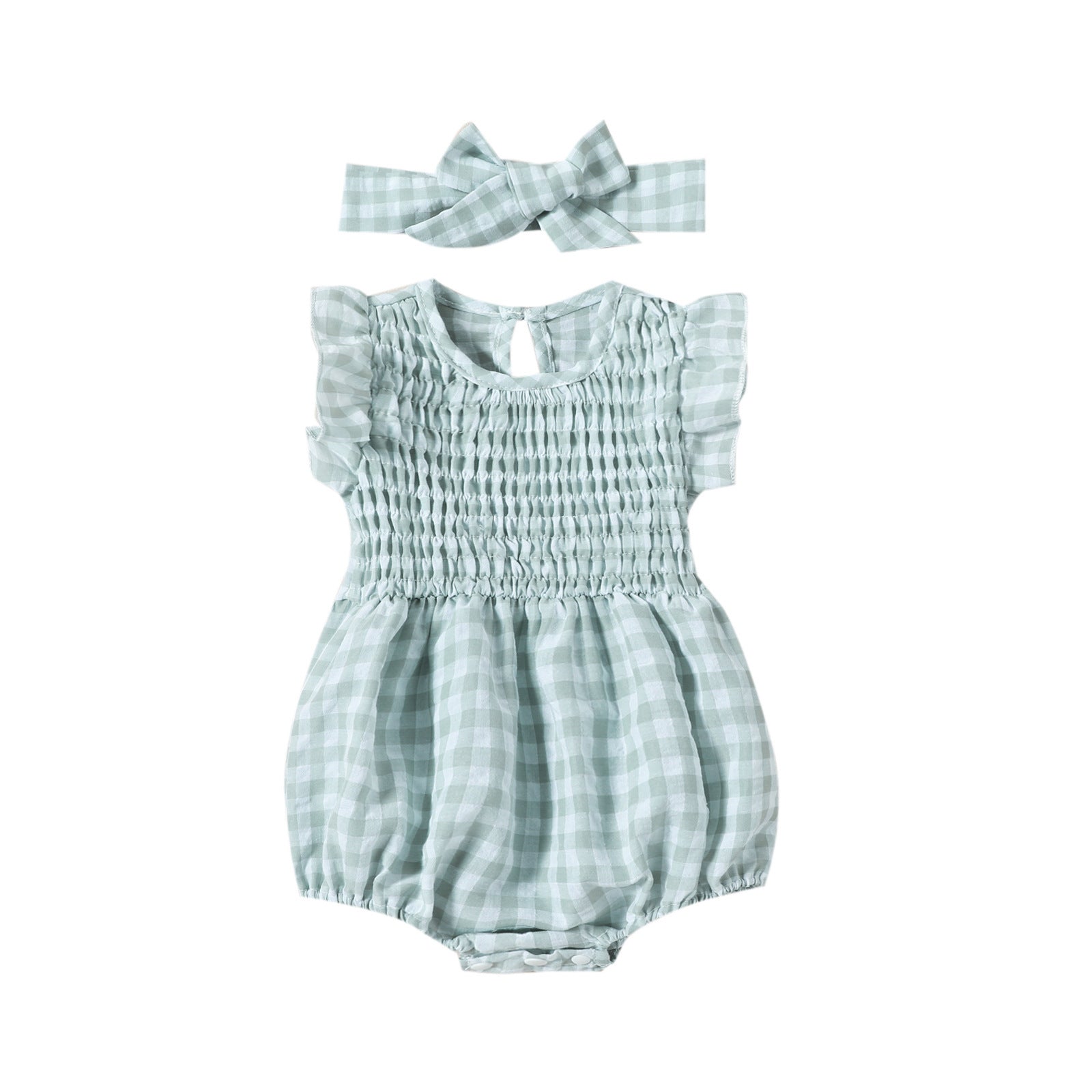 Summer Baby Girl Sweet Plaid Newborn Jumpsuit - Cindi Book