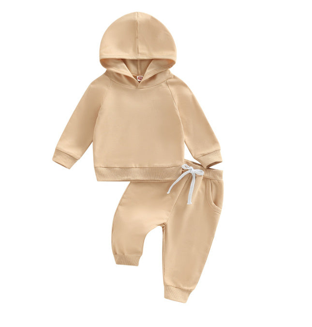 Boys' Solid Color Hooded Long Sleeve Sweater Trousers Suit - Cindi Book