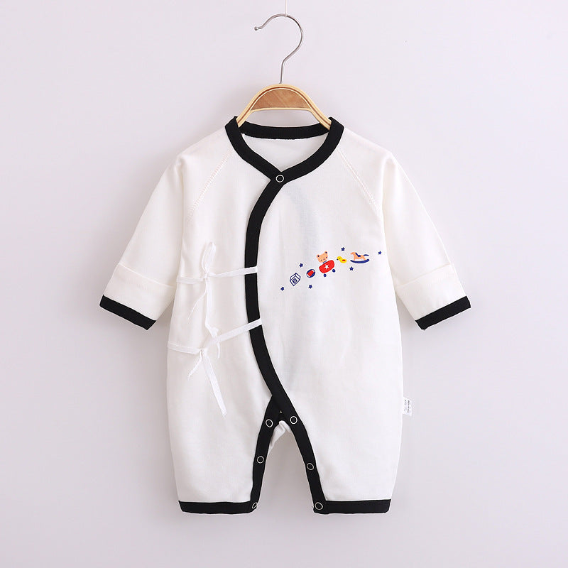 Baby's Cotton Long-sleeved Lace-up Butterfly Jumpsuit - Cindi Book