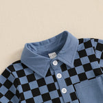 Boys' Lapel Plaid Short Sleeve T-shirt Shorts Set - Cindi Book