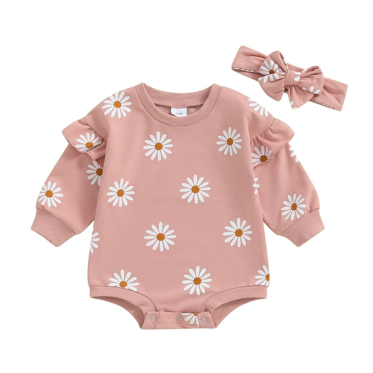 Printed Flounced Sleeve Romper Headscarf - Cindi Book