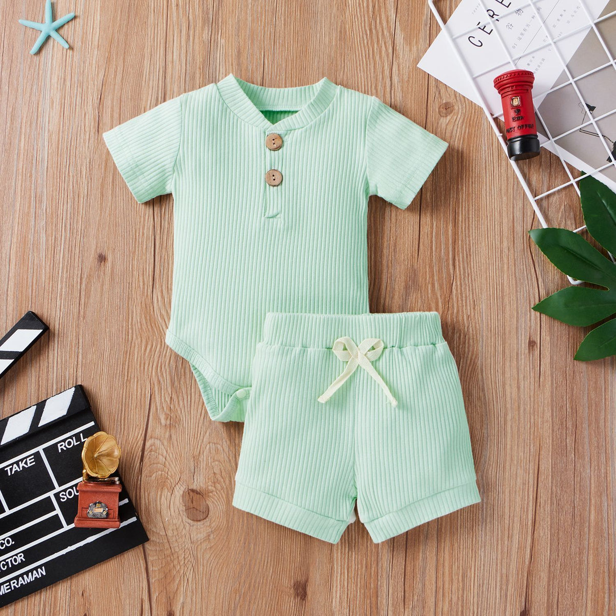 Children's Clothing Baby Bodysuit Casual Adjustable Short-sleeved Top And Shorts Suit - Cindi Book