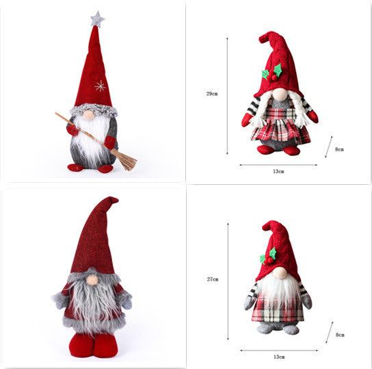 Cute Braids Faceless Plaid Hooded Forest Old Man Doll Home Plush Desktop Decoration - Cindi Book