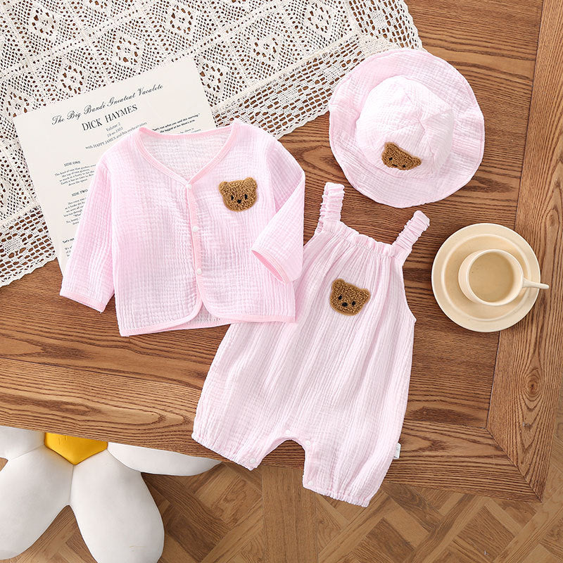 Baby Summer Wear Gauze Suspender Pants Thin Hooded - Cindi Book