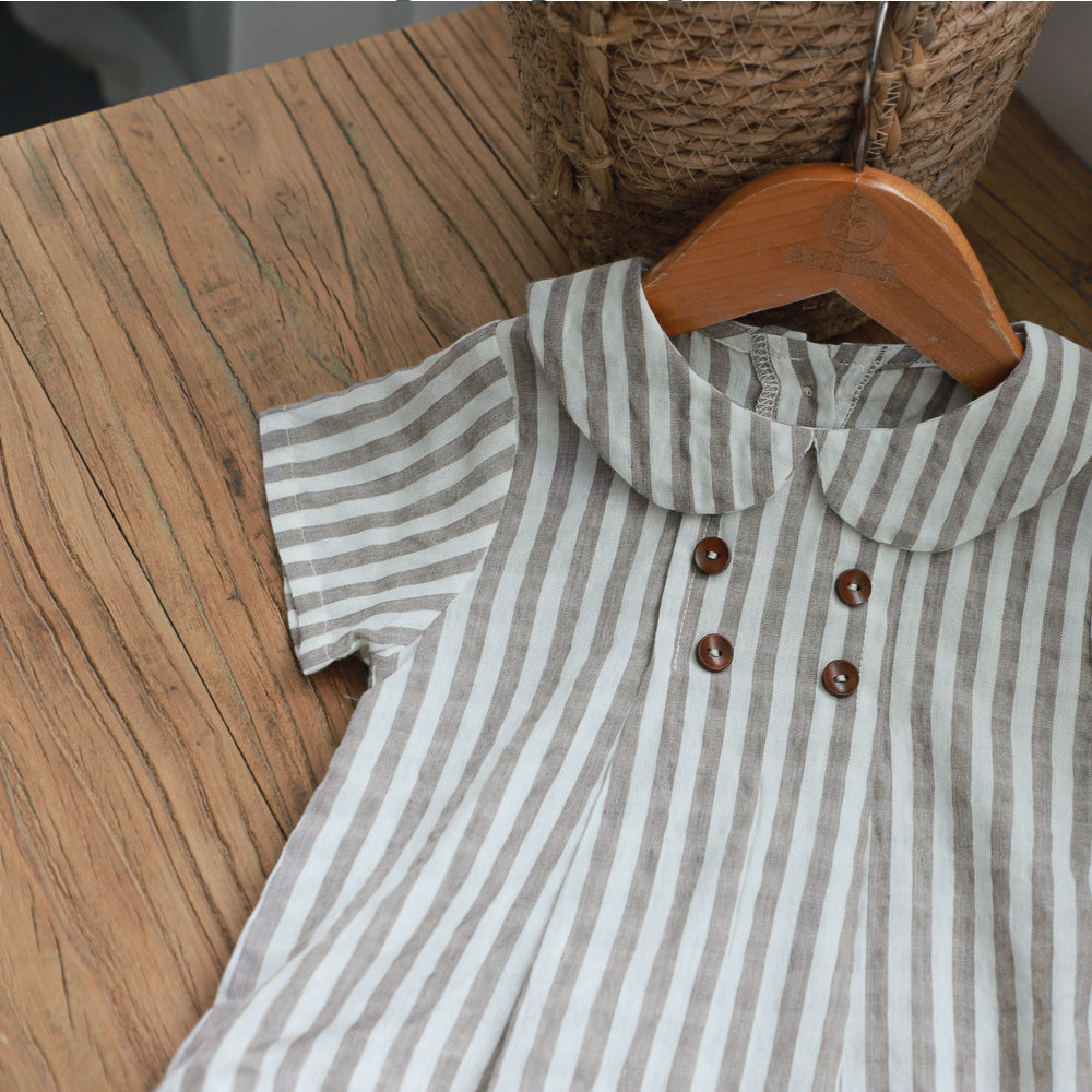 Girls' Short Sleeved Blouse Collar Jumpsuit - Cindi Book