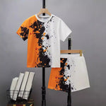 Boys' Casual Short Sleeve T-shirt Top Shorts Two-piece Set - Cindi Book