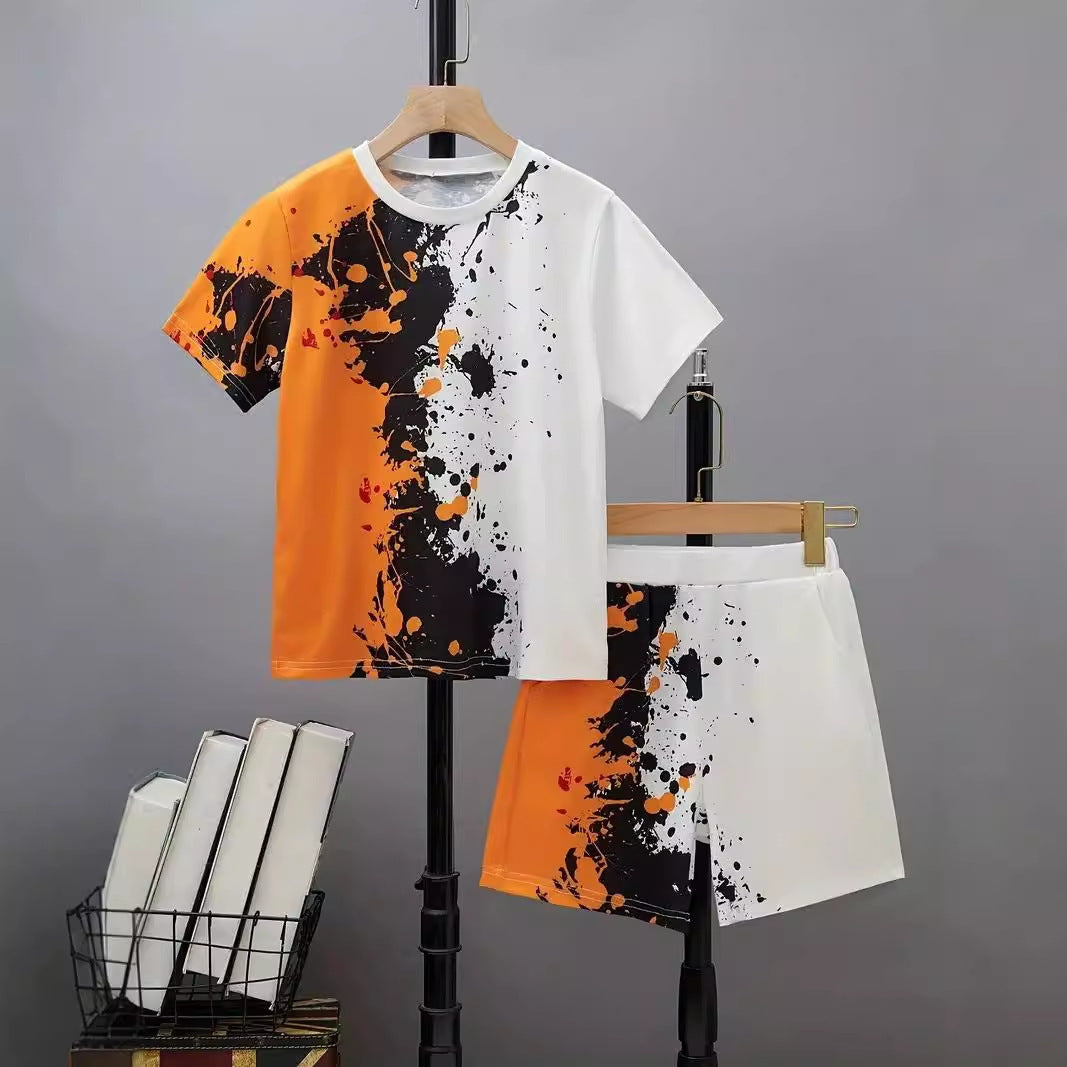 Boys' Casual Short Sleeve T-shirt Top Shorts Two-piece Set - Cindi Book