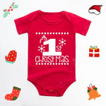 Christmas Deer English Letters Printed Red Triangle Rompers - Cindi Book