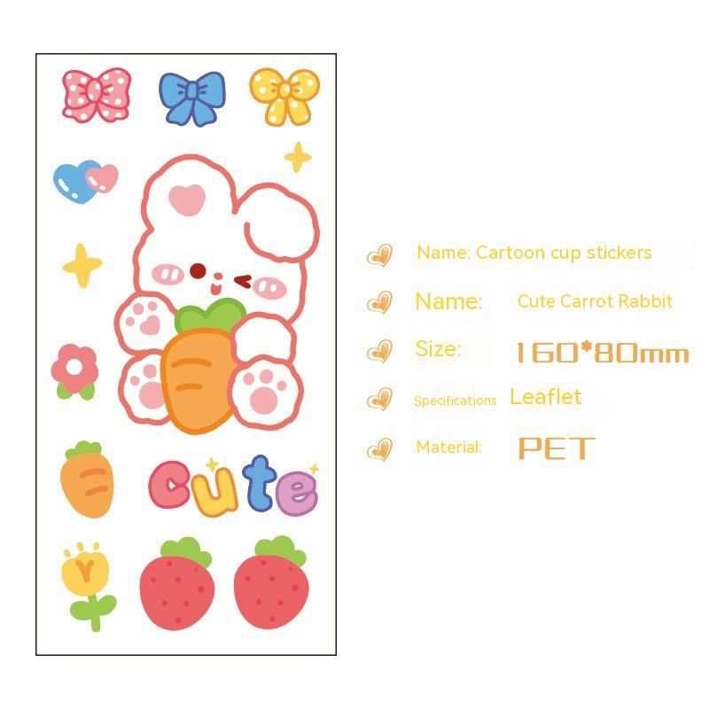 Cute Bear Clear Water Cup Stickers Children's Cartoon Korean Journal Material Mobile Phone Cup Decoration - Cindi Book