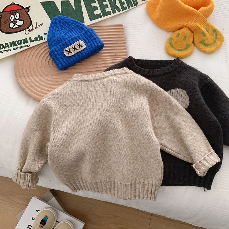 Fashion Sweater Boys Bear Jacquard Knit - Cindi Book