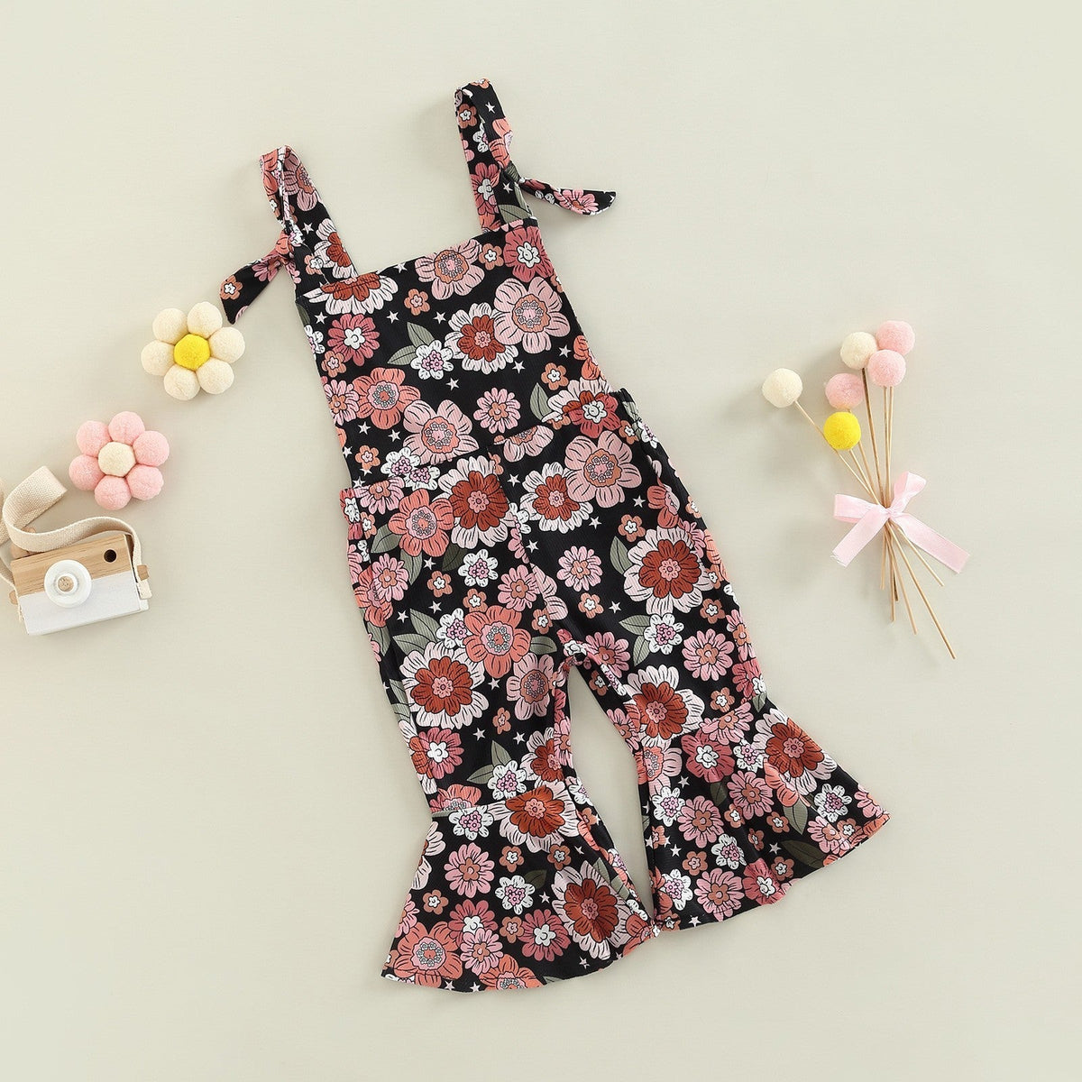 Girls' Floral Print Bell-bottom Pants Jumpsuit - Cindi Book