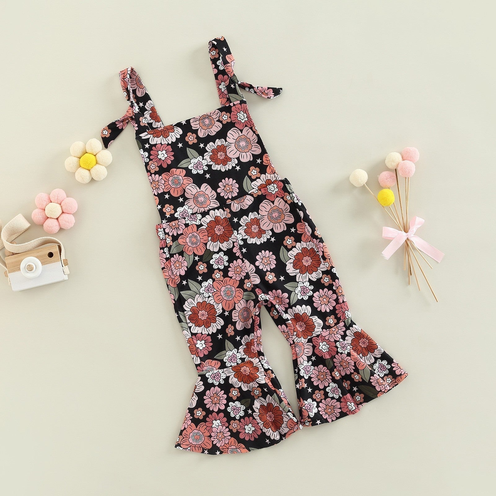Girls' Floral Print Bell-bottom Pants Jumpsuit - Cindi Book