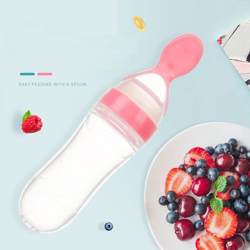Safe Newborn Baby Feeding Bottle Toddler Silicone Squeeze Feeding Spoon Milk Bottle Baby Training Feeder Food Supplement - Cindi Book