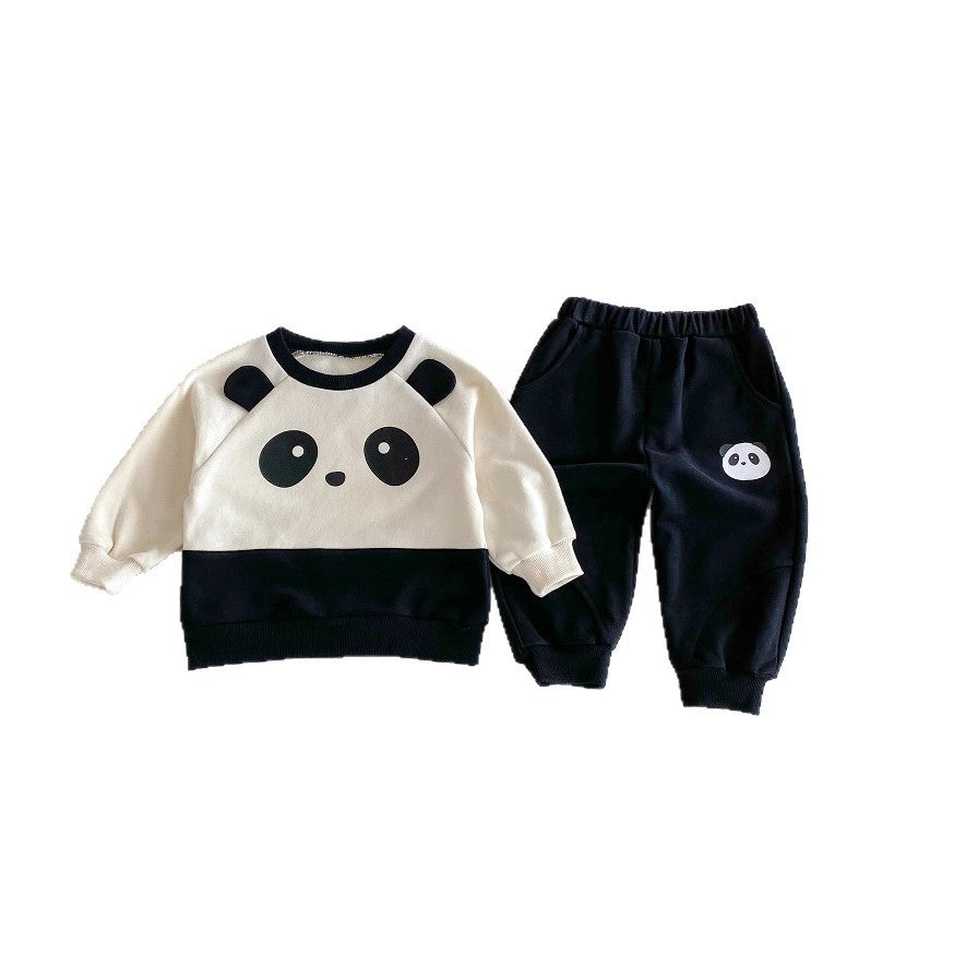 New Long Sleeve Round Neck Western Style Panda Sweater Pants Suit - Cindi Book
