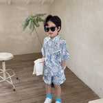 Printed Shirt Boys Vacation Style Chiffon Shirt Shorts Suit - Cindi Book