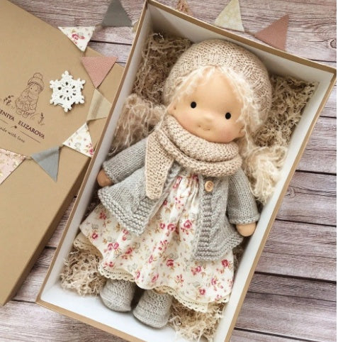 Handmade Plush Doll Golden Curly Girl Finished Product - Cindi Book