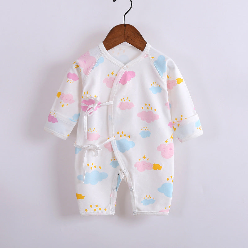 Baby's Cotton Long-sleeved Lace-up Butterfly Jumpsuit - Cindi Book
