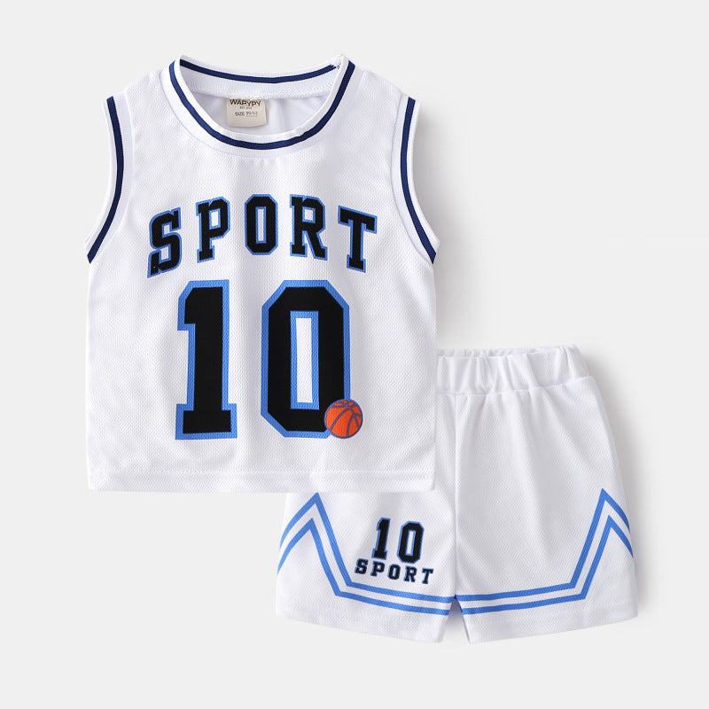 Children's Basketball Clothing Suits Baby Vest Suit Boys Sweatshirt Two-piece Summer Style Tide - Cindi Book