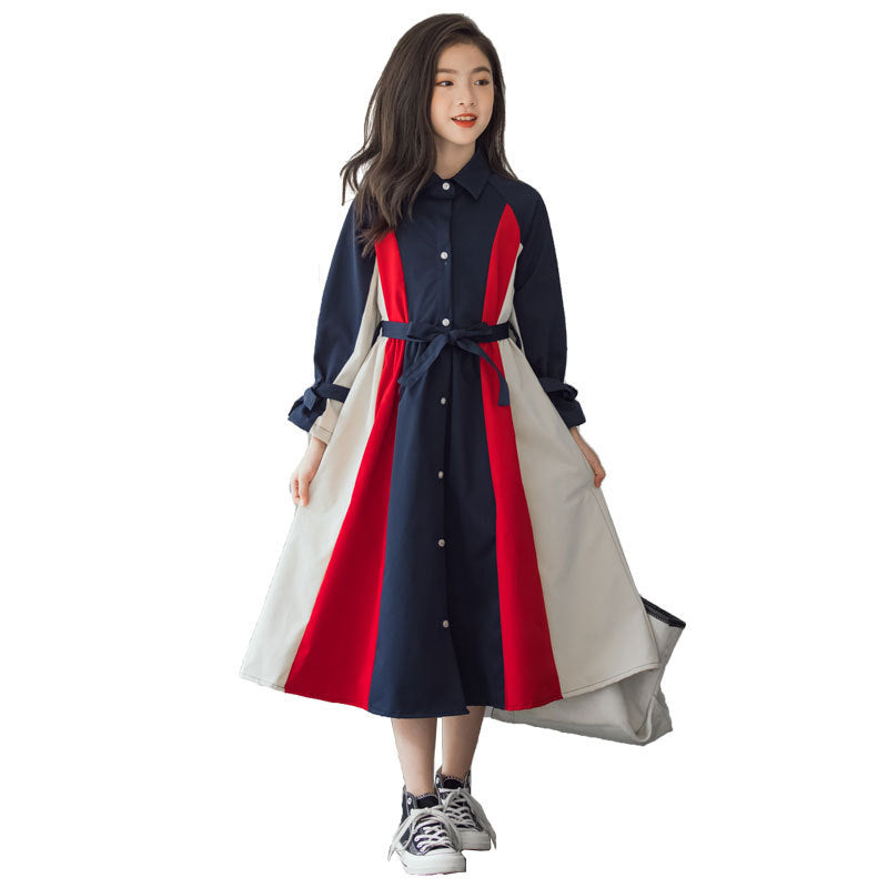 Korean Version Of The Big Kids Girls Multi-color Stitching Fashion A-line Skirt - Cindi Book