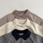 Children's Polo Collar Stripes Knitted Sweater - Cindi Book