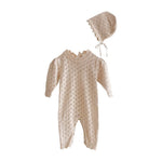 Knitted Hollow Jumpsuit Baby Girl Lace Long-sleeved Romper With Hat - Cindi Book