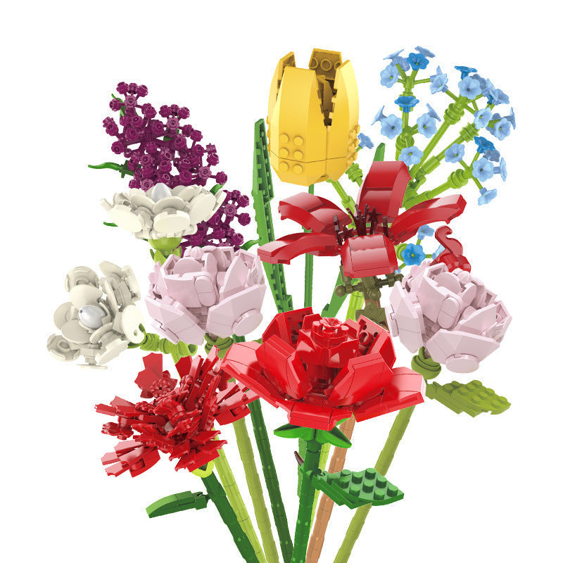 Block Flower Bouquet Flower Bonsai Rose Decoration - Cindi Book