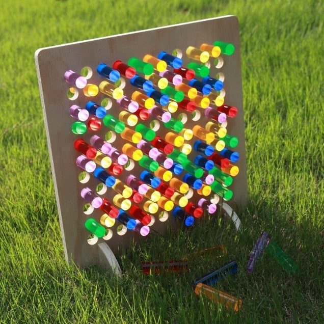 Montessori Early Childhood Education Rainbow Wire-wrap Board Pixel Art Educational Toys - Cindi Book