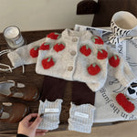 Baby Strawberry Knitted Coat Cardigan Two-piece Set - Cindi Book