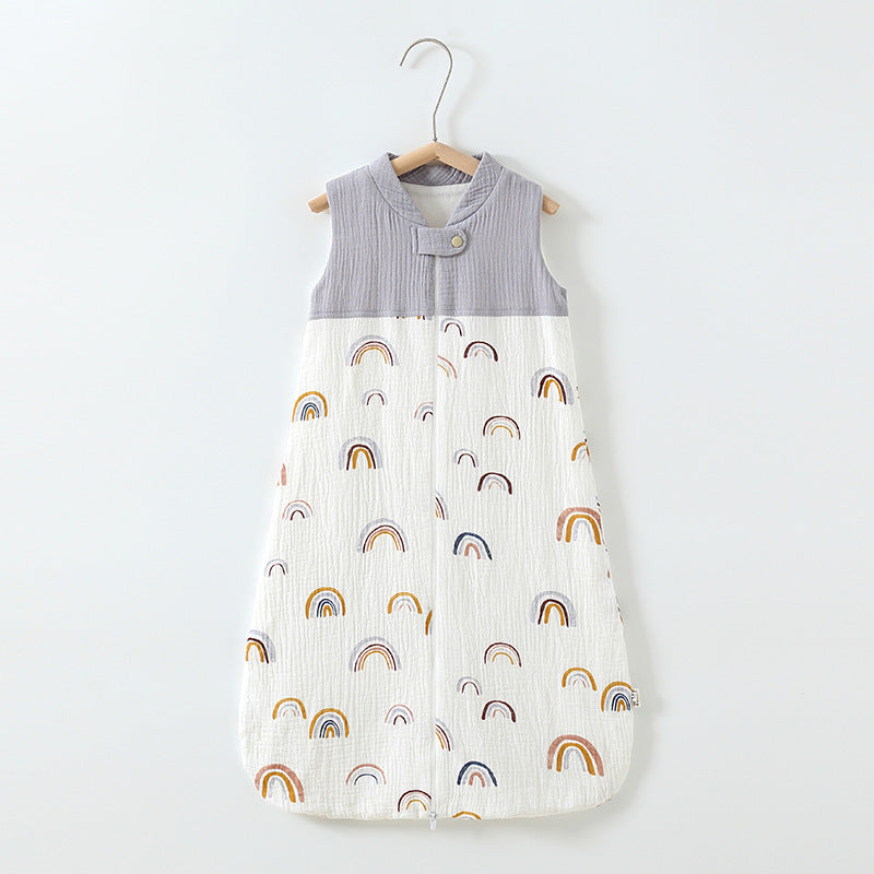Baby Sleeping Bag Double Layer Patchwork Stand-up Collar Gauze Waistcoat Sleeping Bag - Cindi Book
