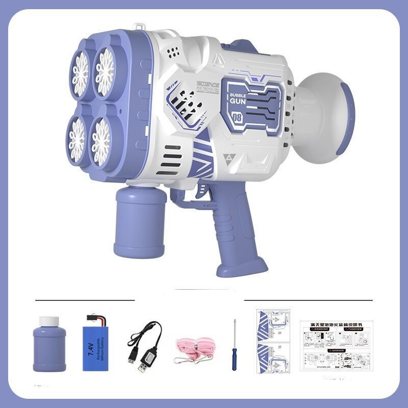 Bubble Gun Rocket Soap Bubble Machine Electric Space Launcher Continues To Produce Bubbles With LED Light - Cindi Book