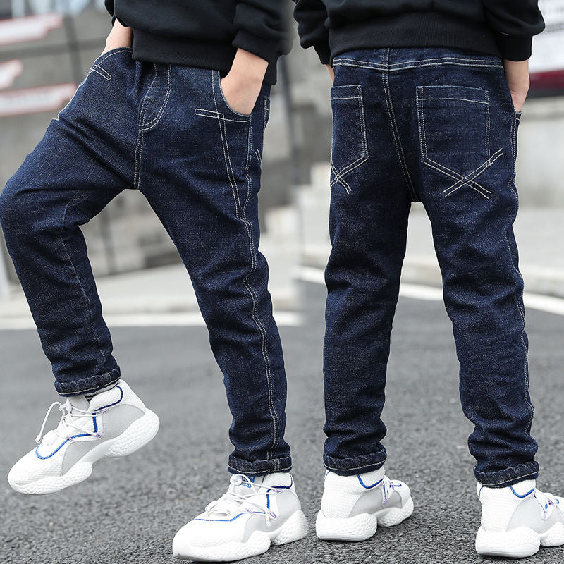 Boys Jeans Autumn And Winter New One-piece Velvet - Cindi Book