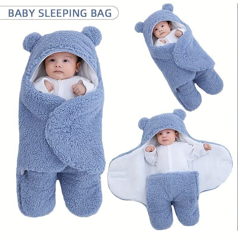 Winter Baby Sleeping Bag Bear Nap Printed Sleeping Bag, Suitable For Babies Aged 0-10 Months, Soft Nap Mat With Removable Pillow - Cindi Book