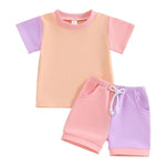 Cute Color Matching Short-sleeved T-shirt And Shorts Two-piece Set - Cindi Book