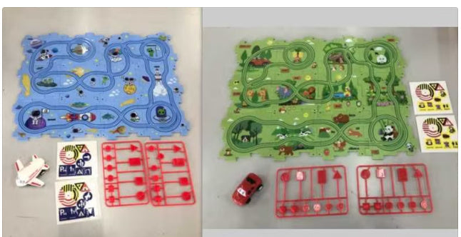 Children Puzzle Electric Railroad Speeder DIY Assembly Electric Car Automatic Rail City Scene Construction Education Toy Gift - Cindi Book