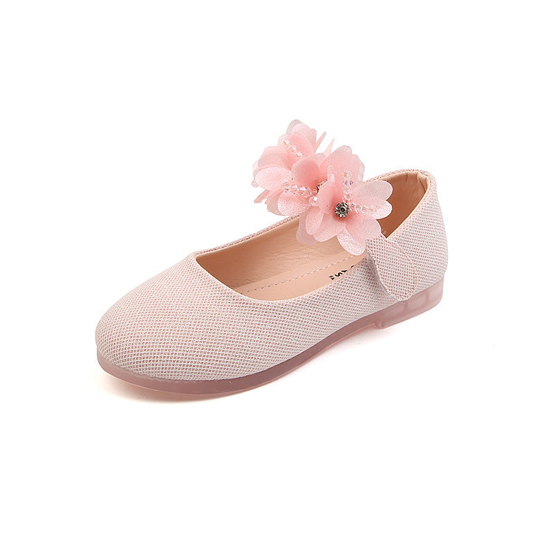 Solid Color Girl Rhinestone String Flower Small Single-layer Shoes Dancing Shoes - Cindi Book