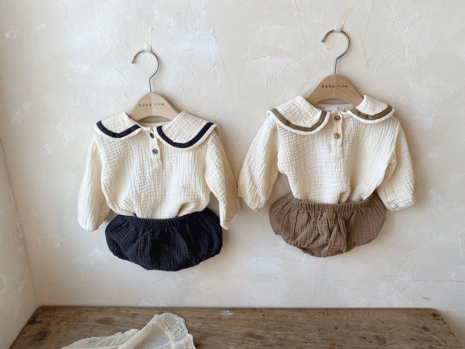 Baby Lapel Top Bread Pants Set