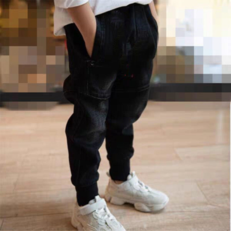 Kids Black Jeans Single Pants Spring And Autumn Boys Pants - Cindi Book