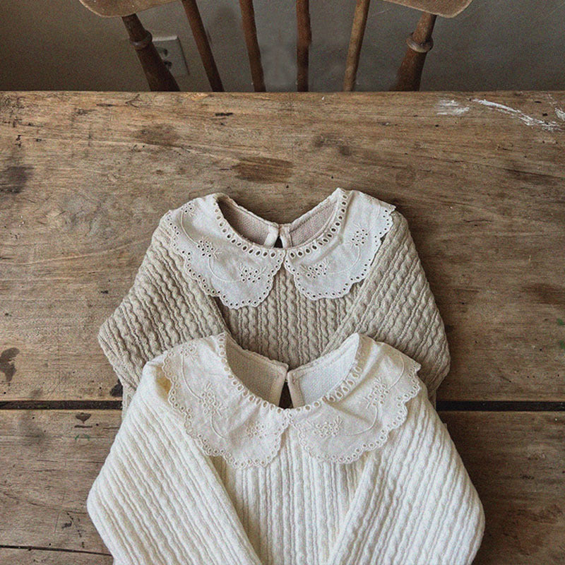 Girls' Baby Thickened Cotton Lace Collar Top - Cindi Book