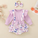 Infant Baby Girl Shoulder Strap Princess Dress Multi-color Long-sleeved Triangle Romper - Cindi Book