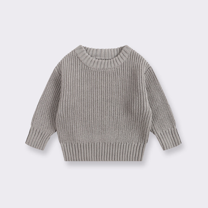 Simple Solid Color Girls' Round Neck Base Knitwear - Cindi Book