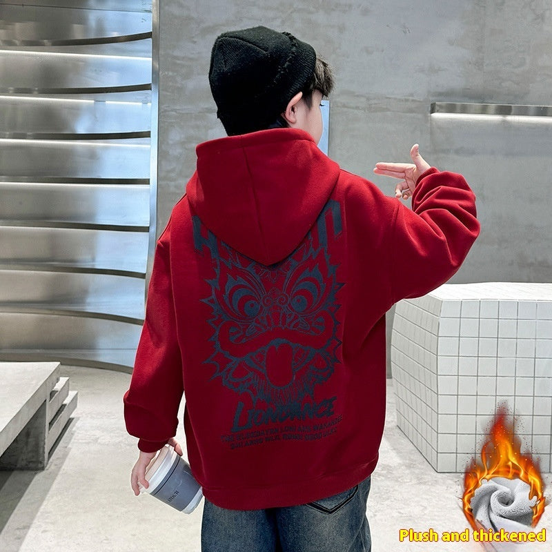 Middle And Big Fleece-lined Sweater Dragon Year Boy - Cindi Book