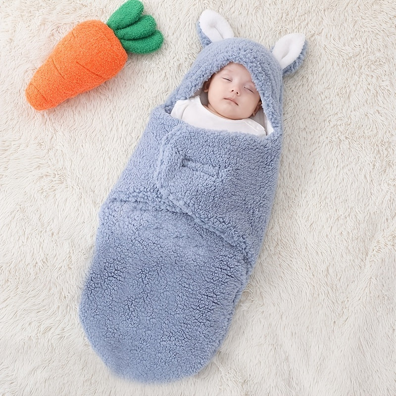 Super Soft Baby Sleeping Bag Fluffy Fleece Newborn Blanket Swaddle Blankets, Unisex Baby Wrap For Newborn Baby Boys Girls With Head-Protecting & Head-Supporting Function, Wearable Swaddle Sleep Sack - Cindi Book